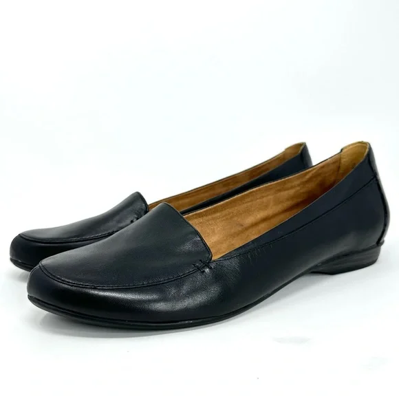 Naturalizer Women's Saban Black Leather Slip On Flats Loafers - Picture 9 of 15